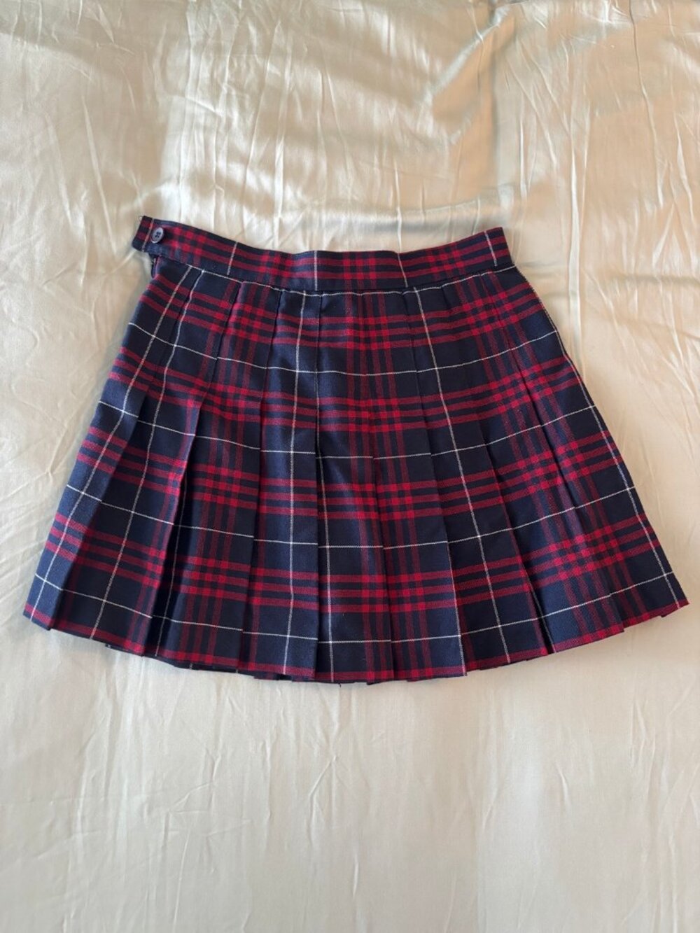 American Apparel Red Plaid Pleated Mini Skirt - M